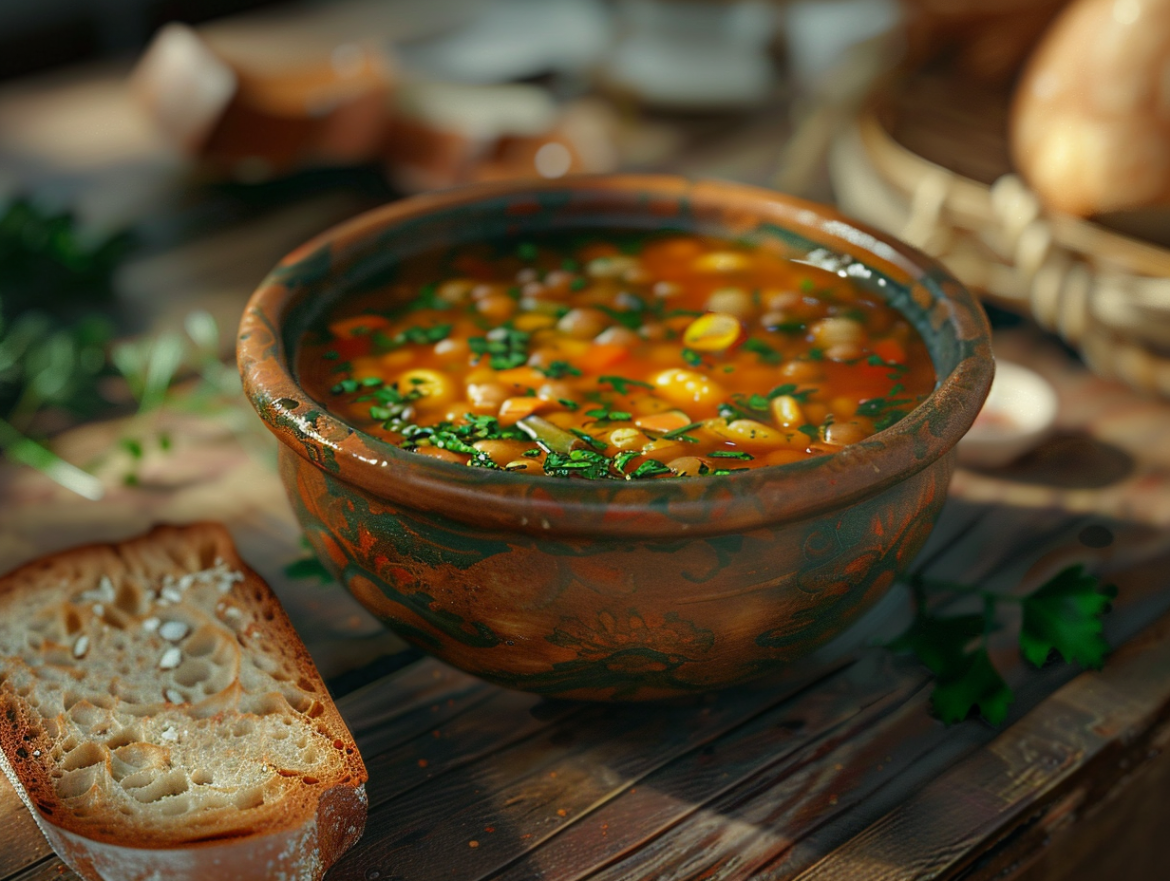 Зеленчукова супа с леща и билки