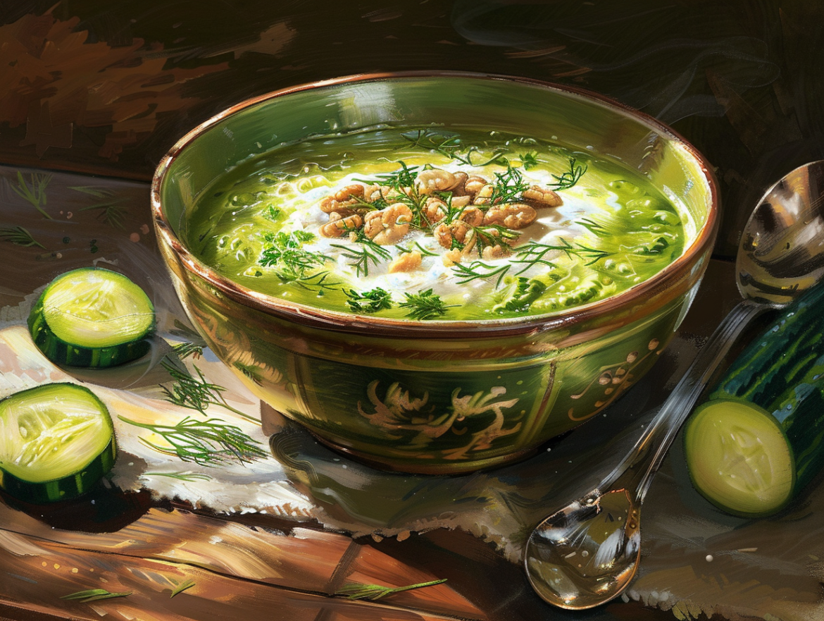 Таратор със свежи краставици и копър